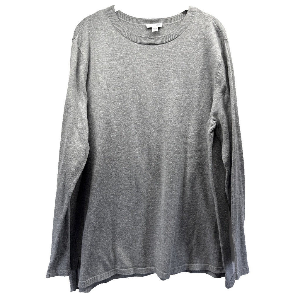 J Jill Women's Top Size XL Gray Long Sleeves Pullover Stretch Knit Cotton Blend